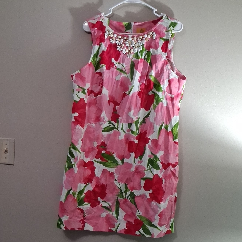 Ruby Rd. Pink and Red Floral Womens Dress